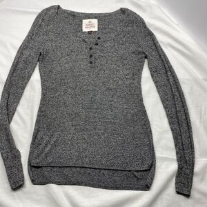 SO Perfect Pullover Henley Gray Marled Knit Sm Bella Swan Twilightcore Grunge